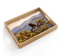 OnlyWow© Plateau Bois Rectangulaire 40x30 cm Plateaux Service Decoratif Table Dejeuner Résistant Aux Rayures Cafe Deco Chene Déjeuner Pygargue à tête blanche - Arbre - Montagne - Vert
