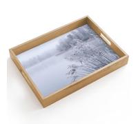 OnlyWow© Plateau Bois Rectangulaire 40x30 cm Plateaux Service Decoratif Table Dejeuner Résistant Aux Rayures Cafe Deco Chene Déjeuner Roseau - Gelé - Hiver - Nature