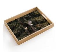 OnlyWow© Plateau Bois Rectangulaire 40x30 cm Plateaux Service Decoratif Table Dejeuner Résistant Aux Rayures Cafe Deco Chene Déjeuner Pygargue à tête blanche - Vol - Forêt - Nature