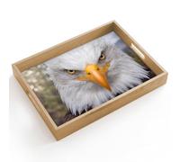 OnlyWow© Plateau Bois Rectangulaire 40x30 cm Plateaux Service Decoratif Table Dejeuner Résistant Aux Rayures Cafe Deco Chene Déjeuner Américain - Pygargue à tête blanche - Portrait - Jaune