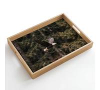 OnlyWow© Plateau Bois Rectangulaire 50x35 cm Plateaux Service Decoratif Table Dejeuner Résistant Aux Rayures Cafe Deco Chene Déjeuner Pygargue à tête blanche - Vol - Forêt - Nature
