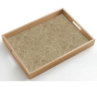 OnlyWow© Plateau Bois Rectangulaire 50x35 cm Plateaux Service Decoratif Table Dejeuner Résistant Aux Rayures Cafe Deco Chene Déjeuner Beige - Marbre - Veines blanches