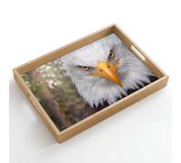 OnlyWow© Plateau Bois Rectangulaire 50x35 cm Plateaux Service Decoratif Table Dejeuner Résistant Aux Rayures Cafe Deco Chene Déjeuner Américain - Pygargue à tête blanche - Portrait - Jaune