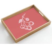 OnlyWow© Plateau Bois Rectangulaire 50x35 cm Plateaux Service Decoratif Table Dejeuner Résistant Aux Rayures Cafe Deco Chene Déjeuner Illustration de ligne - Cerisier - Branche - Blanc