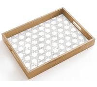 OnlyWow© Plateau Repas Bois Rectangulaire 40x30 cm Plateaux Service Table Dejeuner Cafe Résistant à La Chaleur Chene Poignée Déjeuner Graphique - Motif - Moderne - Attirant regard - Sobre