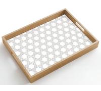 OnlyWow© Plateau Repas Bois Rectangulaire 50x35 cm Plateaux Service Table Dejeuner Cafe Résistant à La Chaleur Chene Poignée Déjeuner Graphique - Motif - Moderne - Attirant regard - Sobre