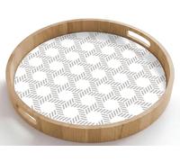OnlyWow© Plateau Repas Bois Rond 50x50 cm Plateaux Service Decoratif Table Dejeuner Cafe Résistant à La Chaleur Chene Poignée Déjeuner Graphique - Motif - Moderne - Attirant regard - Sobre