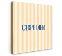 OnlyWow© Poster De Jardin 100x100 cm Deco Exterieur Decoration Balcon Décoration Affiche Murale Extérieur Terrasse Déco Appartement Extérieure Bleu - Jaune - Rayures - Carpe Diem