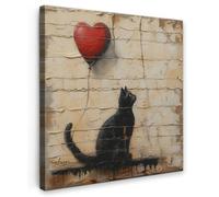 OnlyWow© Poster De Jardin 100x100 cm Deco Exterieur Decoration Balcon Décoration Affiche Murale Extérieur Terrasse Déco Appartement Extérieure Street Art - Chat - Ballon - Graffiti - Banksy