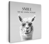OnlyWow© Poster De Jardin 100x100 cm Original Mur Tableau Decoration Murale Balcon Peinture Tableaux Terrasse Impression Art Mural Deco Décoratif Muraux Citations - Lama - Sourire - Proverbes