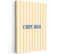 OnlyWow© Poster De Jardin 100x150 cm Deco Exterieur Decoration Balcon Décoration Affiche Murale Extérieur Terrasse Déco Appartement Extérieure Bleu - Jaune - Rayures - Carpe Diem