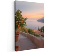 OnlyWow© Poster De Jardin 100x150 cm Deco Exterieur Decoration Balcon Décoration Affiche Murale Extérieur Terrasse Déco Appartement Extérieure Mer Méditerranée - Orange - Collines - Mer