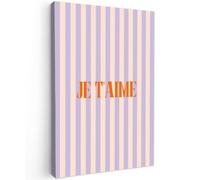 OnlyWow© Poster De Jardin 100x150 cm Original Mur Tableau Decoration Murale Balcon Peinture Tableaux Terrasse Impression Art Mural Deco Décoratif Muraux Lila - Orange - Rayures - Je t'aime