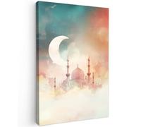 OnlyWow© Poster De Jardin 100x150 cm Original Mur Tableau Decoration Murale Balcon Peinture Tableaux Terrasse Impression Art Mural Deco Décoratif Muraux Mosquée - Nuages colorés - Arabe - Ramadan