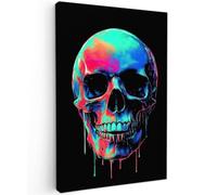 OnlyWow© Poster De Jardin 100x150 cm Original Mur Tableau Decoration Murale Balcon Peinture Tableaux Terrasse Impression Art Mural Deco Décoratif Muraux Tête de Mort - Graffiti - Bleu - Coloré