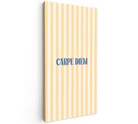 OnlyWow© Poster De Jardin 100x200 cm Deco Exterieur Decoration Balcon Décoration Affiche Murale Extérieur Terrasse Déco Appartement Extérieure Bleu - Jaune - Rayures - Carpe Diem