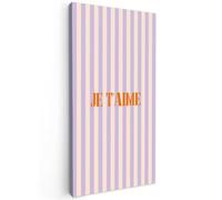 OnlyWow© Poster De Jardin 100x200 cm Original Mur Tableau Decoration Murale Balcon Peinture Tableaux Terrasse Impression Art Mural Deco Décoratif Muraux Lila - Orange - Rayures - Je t'aime