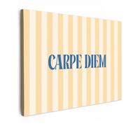 OnlyWow© Poster De Jardin 100x70 cm Deco Exterieur Decoration Balcon Décoration Affiche Murale Extérieur Terrasse Déco Appartement Extérieure Bleu - Jaune - Rayures - Carpe Diem