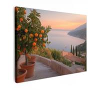 OnlyWow© Poster De Jardin 100x70 cm Deco Exterieur Decoration Balcon Décoration Affiche Murale Extérieur Terrasse Déco Appartement Extérieure Mer Méditerranée - Orange - Collines - Mer