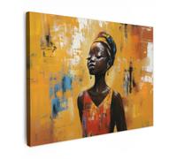 OnlyWow© Poster De Jardin 100x70 cm Deco Exterieur Decoration Balcon Décoration Affiche Murale Extérieur Terrasse Déco Appartement Extérieure Femme - Yeux - Coups de Pinceau - Jaune