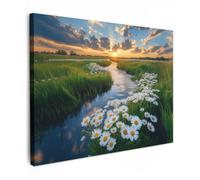 OnlyWow© Poster De Jardin 100x70 cm Original Mur Tableau Decoration Murale Balcon Peinture Tableaux Terrasse Impression Art Mural Deco Décoratif Muraux Ruisseau - Paysage - Marguerite