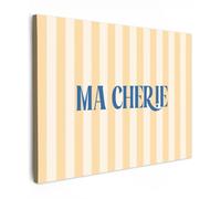OnlyWow© Poster De Jardin 100x70 cm Original Mur Tableau Decoration Murale Balcon Peinture Tableaux Terrasse Impression Art Mural Deco Décoratif Muraux Bleu - Jaune - Rayures - Ma Chérie