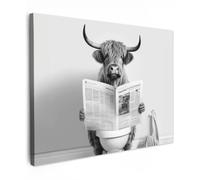 OnlyWow© Poster De Jardin 100x70 cm Original Mur Tableau Decoration Murale Balcon Peinture Tableaux Terrasse Impression Art Mural Deco Décoratif Muraux Scottish Highlander - Journal - Toilette