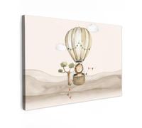 OnlyWow© Poster De Jardin 120x80 cm Deco Exterieur Decoration Balcon Décoration Affiche Murale Extérieur Terrasse Déco Appartement Extérieure Montgolfière - Lion - Aquarelle - Garçons - Enfants