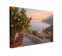 OnlyWow© Poster De Jardin 150x100 cm Deco Exterieur Decoration Balcon Décoration Affiche Murale Extérieur Terrasse Déco Appartement Extérieure Mer Méditerranée - Orange - Collines - Mer