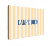 OnlyWow© Poster De Jardin 150x100 cm Deco Exterieur Decoration Balcon Décoration Affiche Murale Extérieur Terrasse Déco Appartement Extérieure Bleu - Jaune - Rayures - Carpe Diem