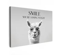 OnlyWow© Poster De Jardin 150x100 cm Original Mur Tableau Decoration Murale Balcon Peinture Tableaux Terrasse Impression Art Mural Deco Décoratif Muraux Citations - Lama - Sourire - Proverbes