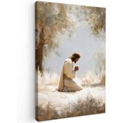 OnlyWow© Poster De Jardin 40x60 cm Deco Exterieur Decoration Balcon Décoration Affiche Murale Extérieur Terrasse Déco Appartement Extérieure Jésus - Agenouillé - Paysage de forêt - Prière