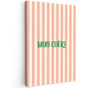 OnlyWow© Poster De Jardin 40x60 cm Deco Exterieur Decoration Balcon Décoration Affiche Murale Extérieur Terrasse Déco Appartement Extérieure Rose pâle - Vert - Rayures - Mon Chéri