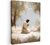 OnlyWow© Poster De Jardin 50x70 cm Deco Exterieur Decoration Balcon Décoration Affiche Murale Extérieur Terrasse Déco Appartement Extérieure Jésus - Agenouillé - Paysage de forêt - Prière
