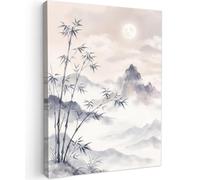 OnlyWow© Poster De Jardin 50x70 cm Deco Exterieur Decoration Balcon Décoration Affiche Murale Extérieur Terrasse Déco Appartement Extérieure Bambou - Asie - Gris