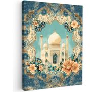 OnlyWow© Poster De Jardin 50x70 cm Deco Exterieur Decoration Balcon Décoration Affiche Murale Extérieur Terrasse Déco Appartement Extérieure Taj Mahal - Ramadan - Fleurs - Islamique