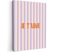OnlyWow© Poster De Jardin 50x70 cm Original Mur Tableau Decoration Murale Balcon Peinture Tableaux Terrasse Impression Art Mural Deco Décoratif Muraux Lila - Orange - Rayures - Je t'aime