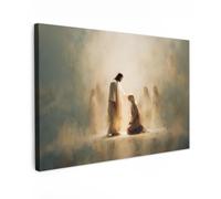 OnlyWow© Poster De Jardin 60x40 cm Deco Exterieur Decoration Balcon Décoration Affiche Murale Extérieur Terrasse Déco Appartement Extérieure Agenouillé - Beige - Abstrait - Jésus