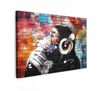 OnlyWow© Poster De Jardin 60x40 cm Original Mur Tableau Decoration Murale Balcon Peinture Tableaux Terrasse Impression Art Mural Deco Décoratif Muraux Singe - Graffiti - Musique