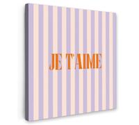 OnlyWow© Poster De Jardin 60x60 cm Original Mur Tableau Decoration Murale Balcon Peinture Tableaux Terrasse Impression Art Mural Deco Décoratif Muraux Lila - Orange - Rayures - Je t'aime
