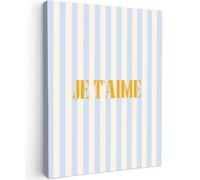 OnlyWow© Poster De Jardin 60x80 cm Deco Exterieur Decoration Balcon Décoration Affiche Murale Extérieur Terrasse Déco Appartement Extérieure Orange - Bleu - Rayures - Je t'aime