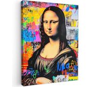 OnlyWow© Poster De Jardin 60x80 cm Deco Exterieur Decoration Balcon Décoration Affiche Murale Extérieur Terrasse Déco Appartement Extérieure Graffiti - Néon - Mona Lisa - Art - Da Vinci