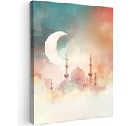 OnlyWow© Poster De Jardin 60x80 cm Original Mur Tableau Decoration Murale Balcon Peinture Tableaux Terrasse Impression Art Mural Deco Décoratif Muraux Mosquée - Nuages colorés - Arabe - Ramadan