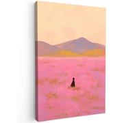 OnlyWow© Poster De Jardin 60x90 cm Deco Exterieur Decoration Balcon Décoration Affiche Murale Extérieur Terrasse Déco Appartement Extérieure Prairie Fleurie - Collines - Silhouette - Rose