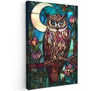 OnlyWow© Poster De Jardin 60x90 cm Deco Exterieur Decoration Balcon Décoration Affiche Murale Extérieur Terrasse Déco Appartement Extérieure Hibou - Mosaïque - Lune - Nuit