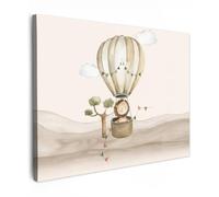 OnlyWow© Poster De Jardin 70x50 cm Deco Exterieur Decoration Balcon Décoration Affiche Murale Extérieur Terrasse Déco Appartement Extérieure Montgolfière - Lion - Aquarelle - Garçons - Enfants