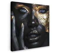 OnlyWow© Poster De Jardin 70x70 cm Deco Exterieur Decoration Balcon Décoration Affiche Murale Extérieur Terrasse Déco Appartement Extérieure Femme - Or - Portrait - Noir et Blanc - Luxe