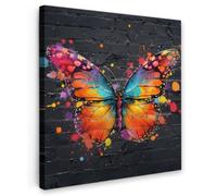 OnlyWow© Poster De Jardin 70x70 cm Original Mur Tableau Decoration Murale Balcon Peinture Tableaux Terrasse Impression Art Mural Deco Décoratif Muraux Papillon - Graffiti - Neon Art - Coloré