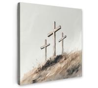 OnlyWow© Poster De Jardin 70x70 cm Original Mur Tableau Decoration Murale Balcon Peinture Tableaux Terrasse Impression Art Mural Deco Décoratif Muraux Peinture - Colline - Christianisme - Croix