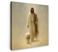 OnlyWow© Poster De Jardin 70x70 cm Original Mur Tableau Decoration Murale Balcon Peinture Tableaux Terrasse Impression Art Mural Deco Décoratif Muraux Mouton - Jésus - Coups de Pinceau